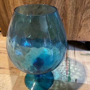 Vintage Blue Textured Large Aqua Vase